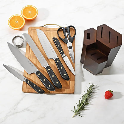 14-Piece Kitchen Knife Set with Detachable Block, High Carbon Stainless Steel Dishwasher Safe Knives, Includes Chef, Santoku, Bread, Steak Knives for Home Kitchen,White