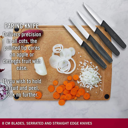 Victorinox Swiss Classic Kitchen Set - Includes Paring Knives, Carving Knife, Bread Knife & More - Premium Kitchen Accessories - Black Handles, 5-Piece Set