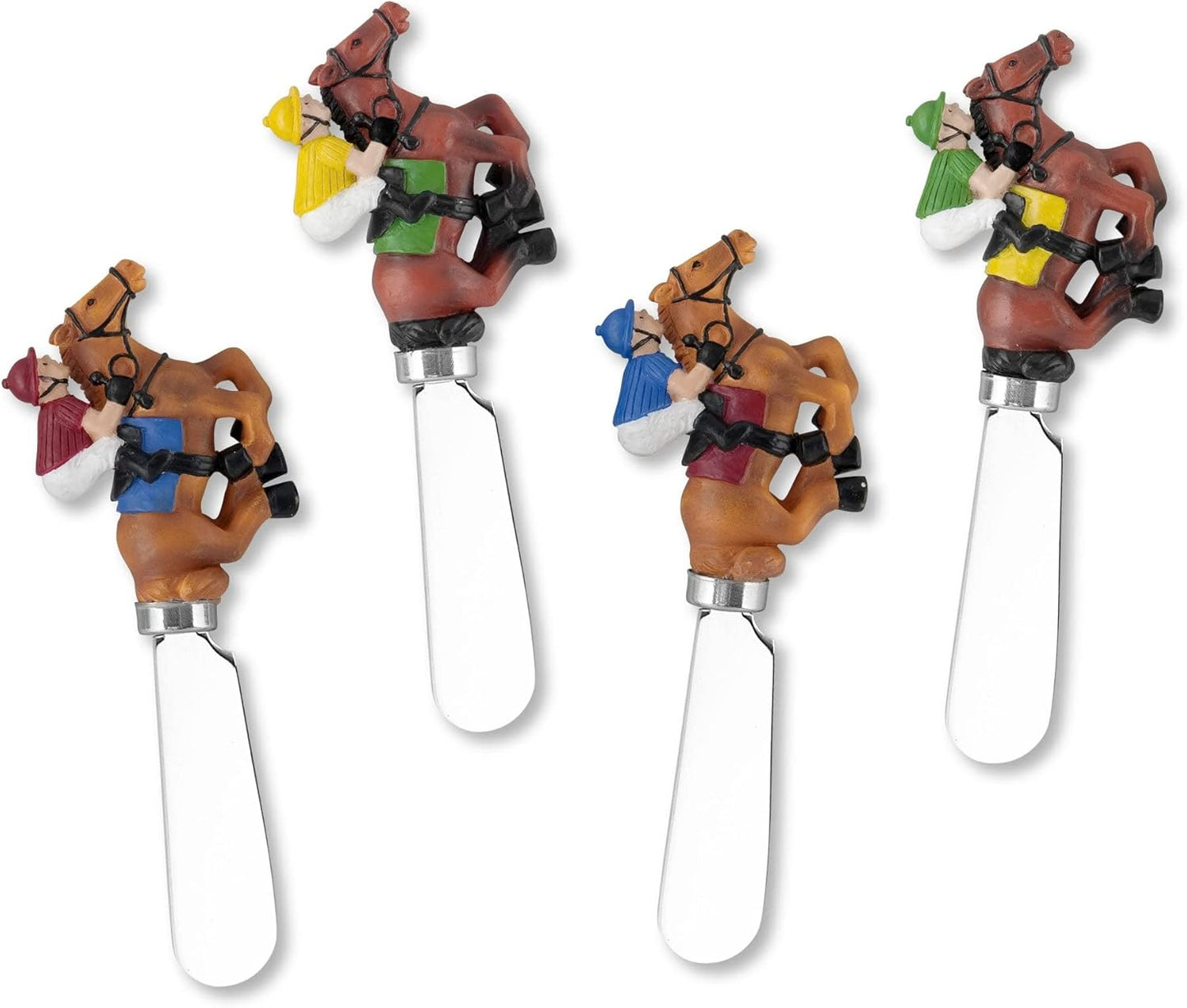Supreme Housewares Western Cowboy Boot Cheese Spreaders, Hand-Painted Resin Handles with Stainless Steel Blades for Spreading Cream Cheese, Butter, and Jam, Assorted Designs, Set of 4