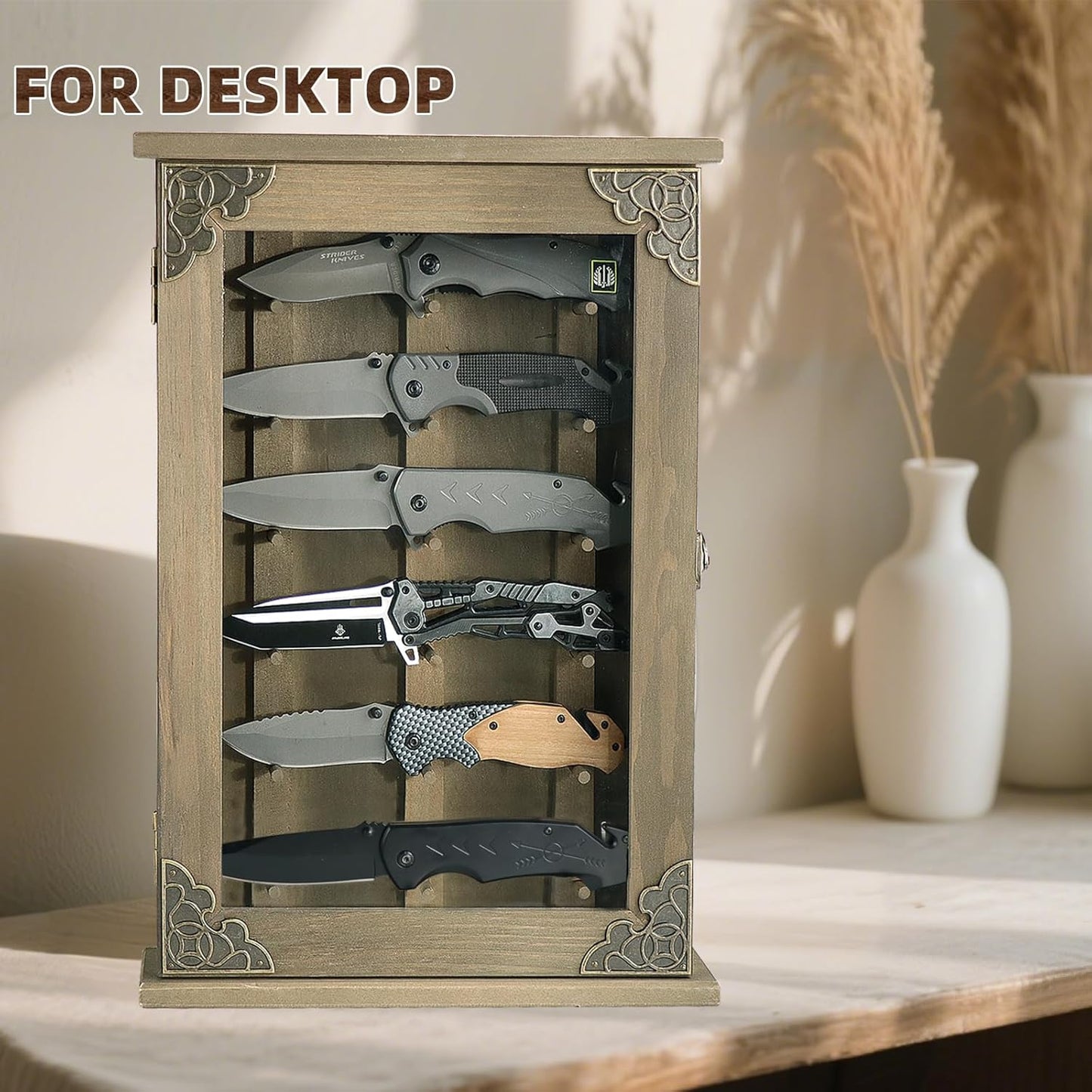 Wooden Knife Display Case-Pocket Knife Shadow Box-Knife Cases for Collections On the Wall