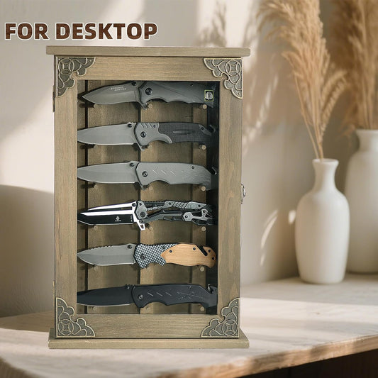 Wooden Knife Display Case-Pocket Knife Shadow Box-Knife Cases for Collections On the Wall
