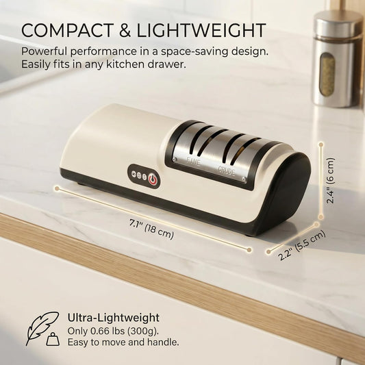 Professional Kitchen Knife Sharpener, Cordless Electric 2-Stage Precision System (Fine & Ultra-Fine), USB Rechargeable Tool-Grade Design for Kitchen Knives & Scissors, Quiet, Safe to Use