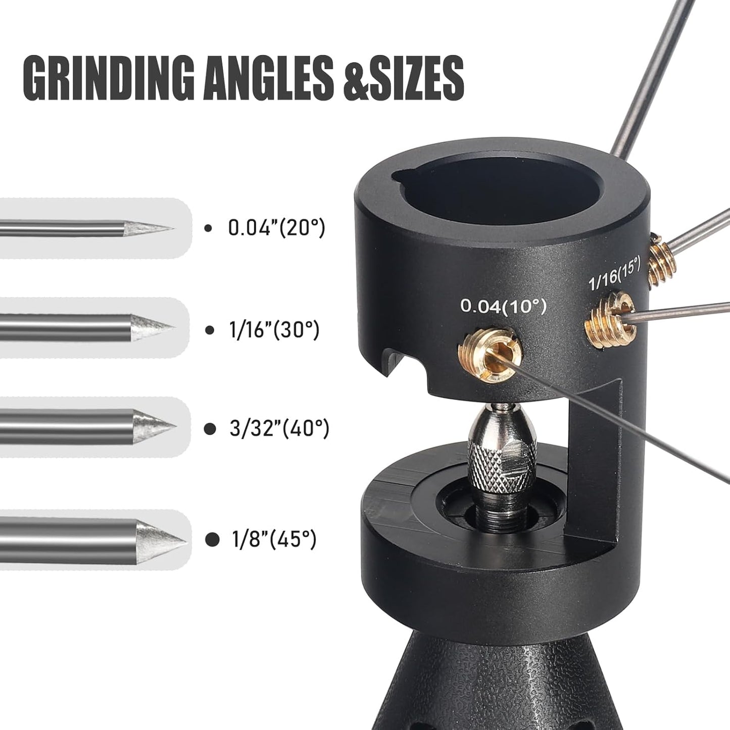 3mirrors ALUMINUM Tungsten Electrode Sharpener Grinder TIG Welding Tool Single Column Open Design w/Cut-Off Slot Multi-Angle &Offsets, Horizontal Hole, 4 Screw Holes &2X CNC Mandrel &5X 25mm Wheels