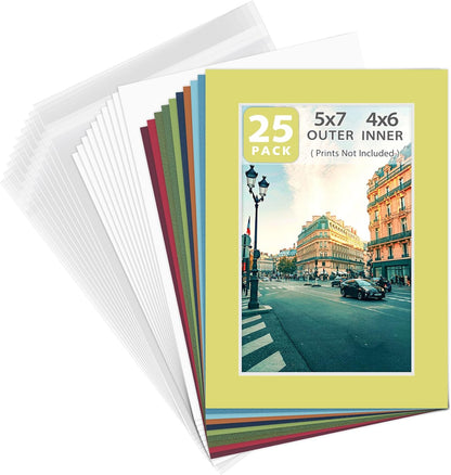 Golden State Art, Pack of 10 Mix Pre-Cut 5x7 Picture Mat for 4x6 Photo with White Core Bevel Cut Mattes Sets. Includes 10 High Premier Acid Free Bevel Cut Matts & 10 Backing Board & 10 Clear Bags