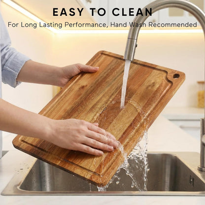 Acacia Wood Small Cutting Board for Kitchen, 10x7 Inch Mini Chopping Bar Board with Juice Groove & Hanging Hole, Thickened Portable Cheese Board for Camping,BBQ, Dorm, RV and Small Spaces