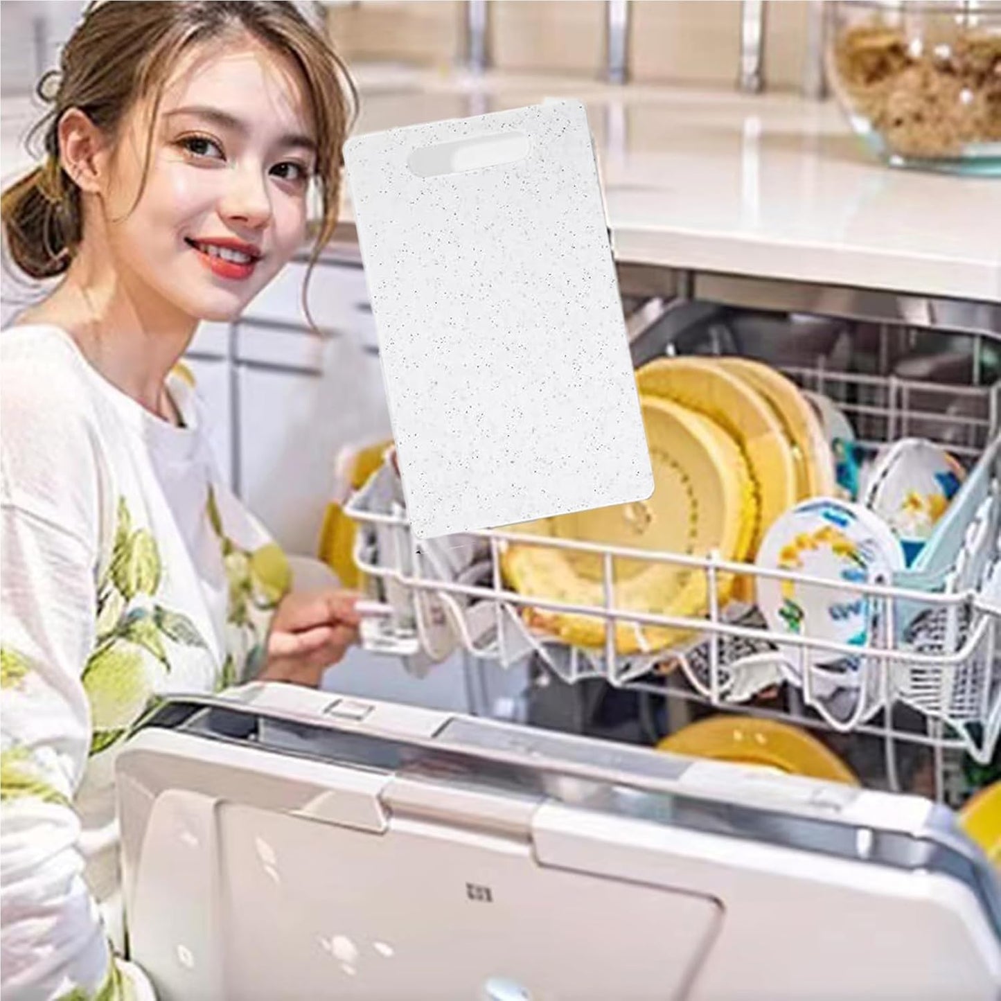 2 Pcs Cutting Board for Kitchen Small Mini Plastic Granite Color Cutting Board Dishwasher Safe Cutting Boards for Food Prep, Fruits, Vegetables with Easy Grip (6" x 10",White)