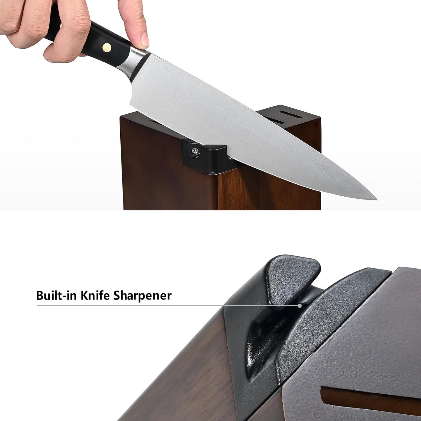 14-Piece Kitchen Knife Set with Detachable Block, High Carbon Stainless Steel Dishwasher Safe Knives, Includes Chef, Santoku, Bread, Steak Knives for Home Kitchen,White