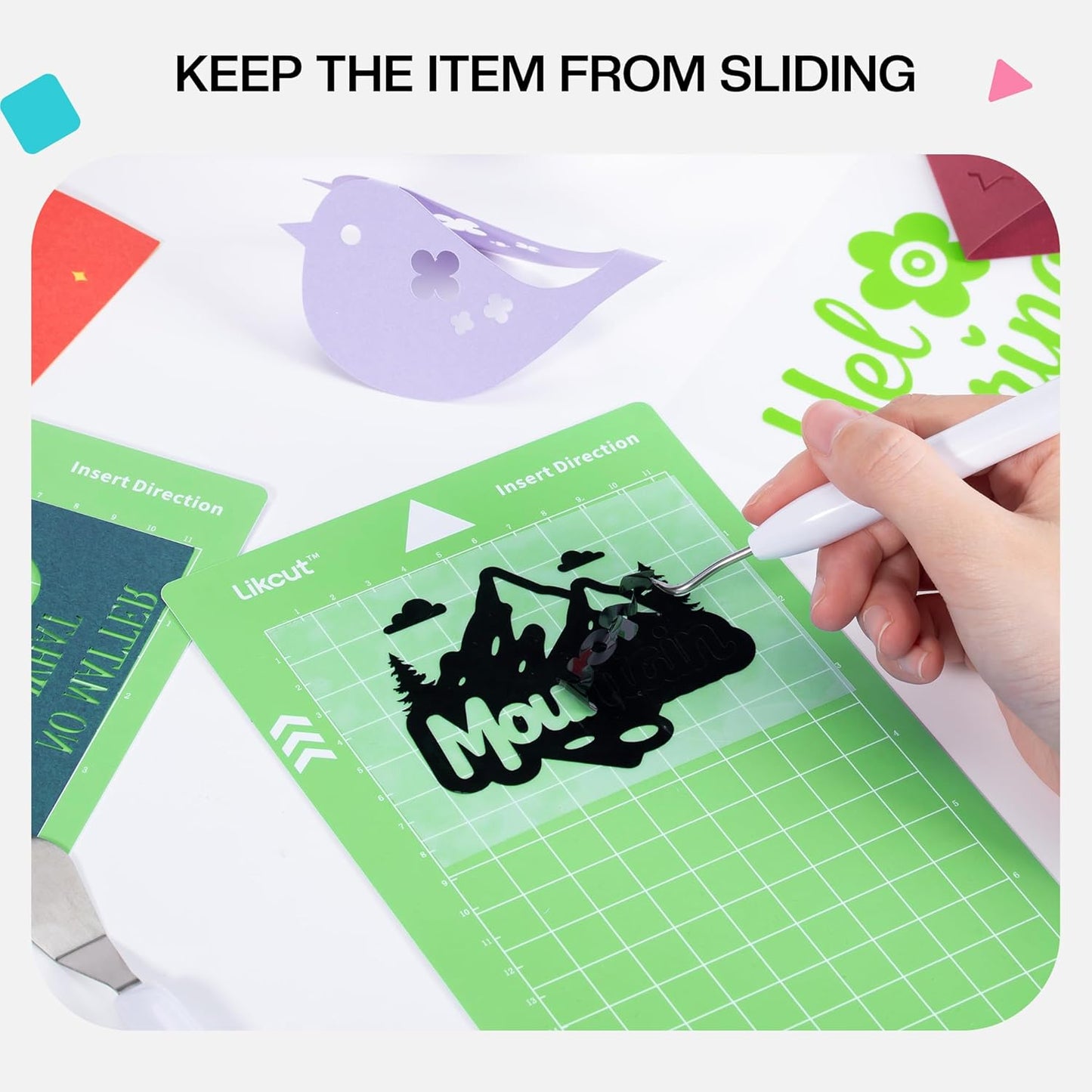 Likcut Cutting Mat for Glee S501 Cutter, 4.5" X 6.5" Standard Grip Mat for DIY Crafty, 3 Packs Likcut Accessories Mats, Adhesive Sticky Green Quilting Replacement Cut Mats for Iron On, Vinyl and More