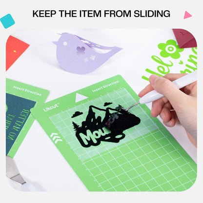Likcut Cutting Mat for Glee S501 Cutter, 4.5" X 6.5" Standard Grip Mat for DIY Crafty, 3 Packs Likcut Accessories Mats, Adhesive Sticky Green Quilting Replacement Cut Mats for Iron On, Vinyl and More