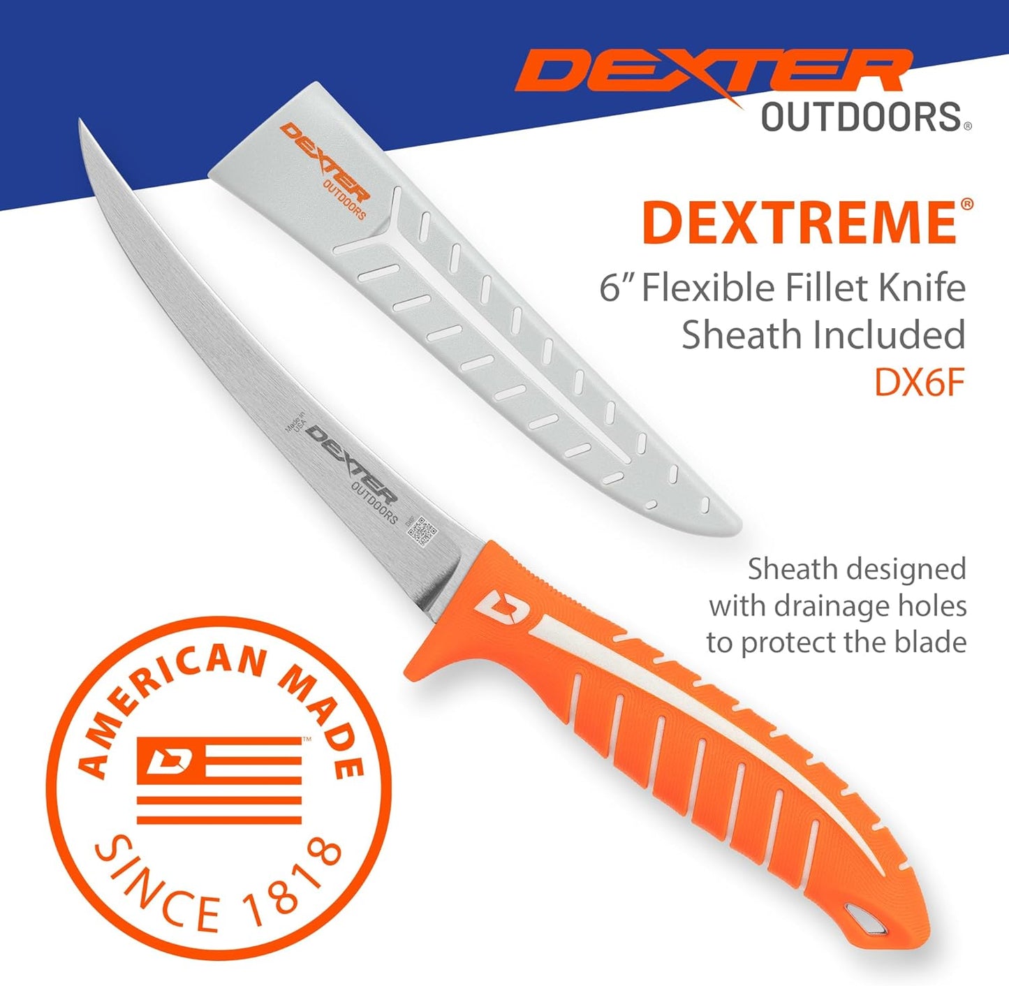 Dexter Outdoors Dextreme Single Edge 7" Max Flex Fillet Knife | Includes Sheath