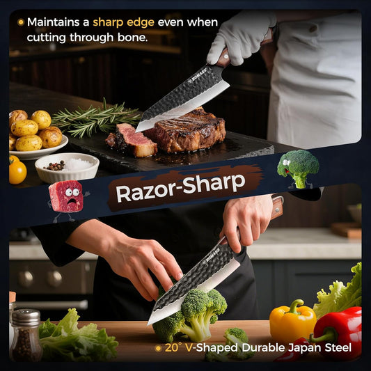 Viking Meat Cleaver Knife Boning Knife Hand Forged Heavy Duty Butcher Knife Meat Cutting Kitchen Axe for Outdoor BBQ Birthday Chirstmas Viking Gifts for Men