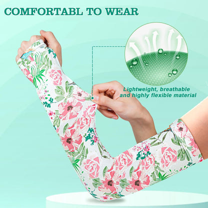 4 Pairs Gardening Sleeves Anti-Slip Arm Protection with Thumb Hole Sun Sleeve Cooling Arm Sleeves for Women Men Outdoor