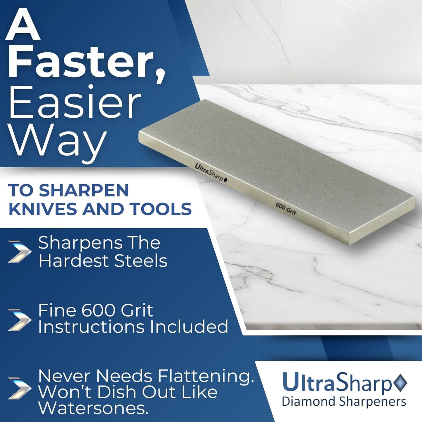 Ultra Sharp Diamond Sharpening Stone - Extra Fine 1200 Grit - 8 x 3
