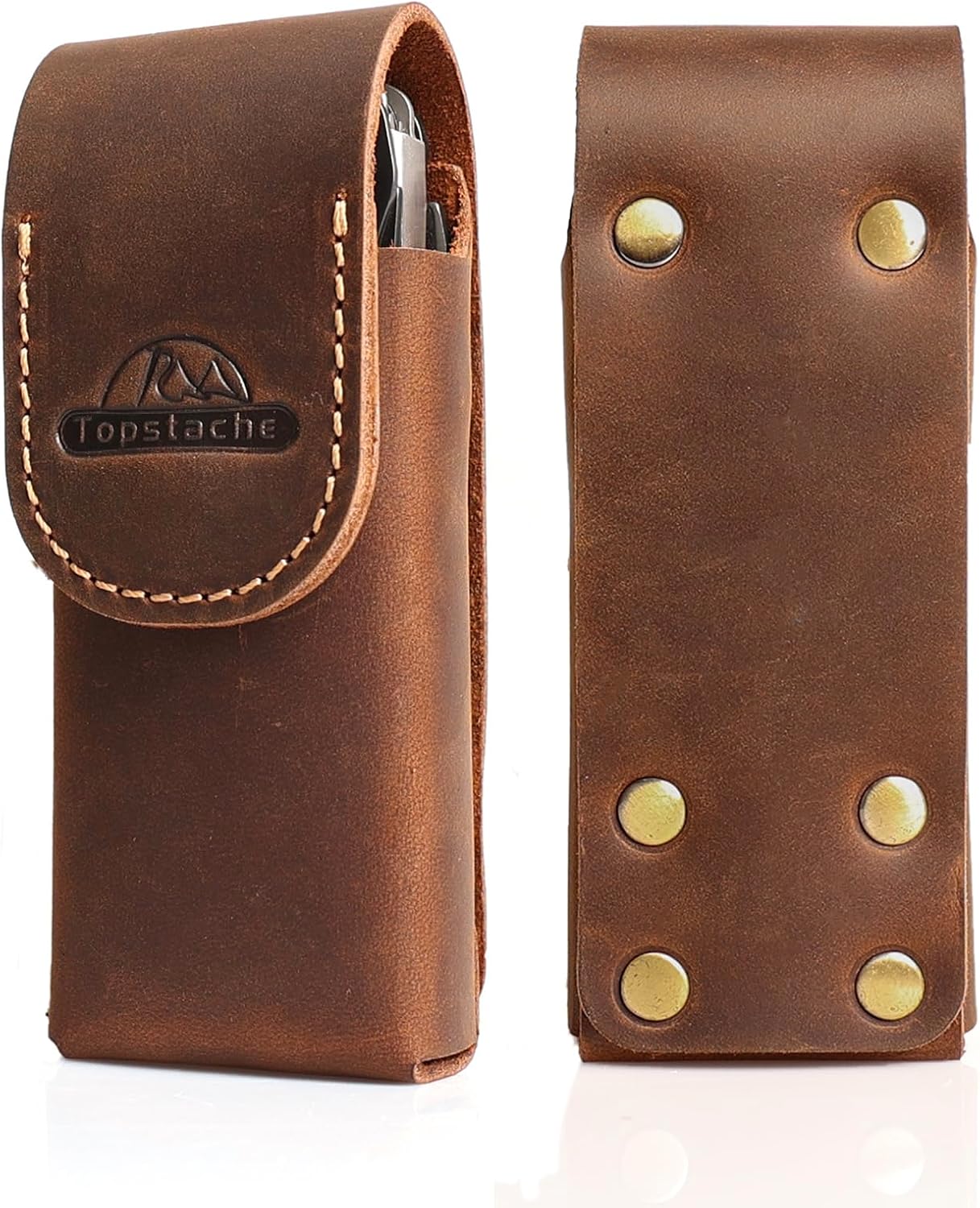 Topstache Leather Multitool Sheath - Multitool Holster for Belt - Belt Loop Multitool Pouch - Magnetic Closure Tool Pouch Case,
