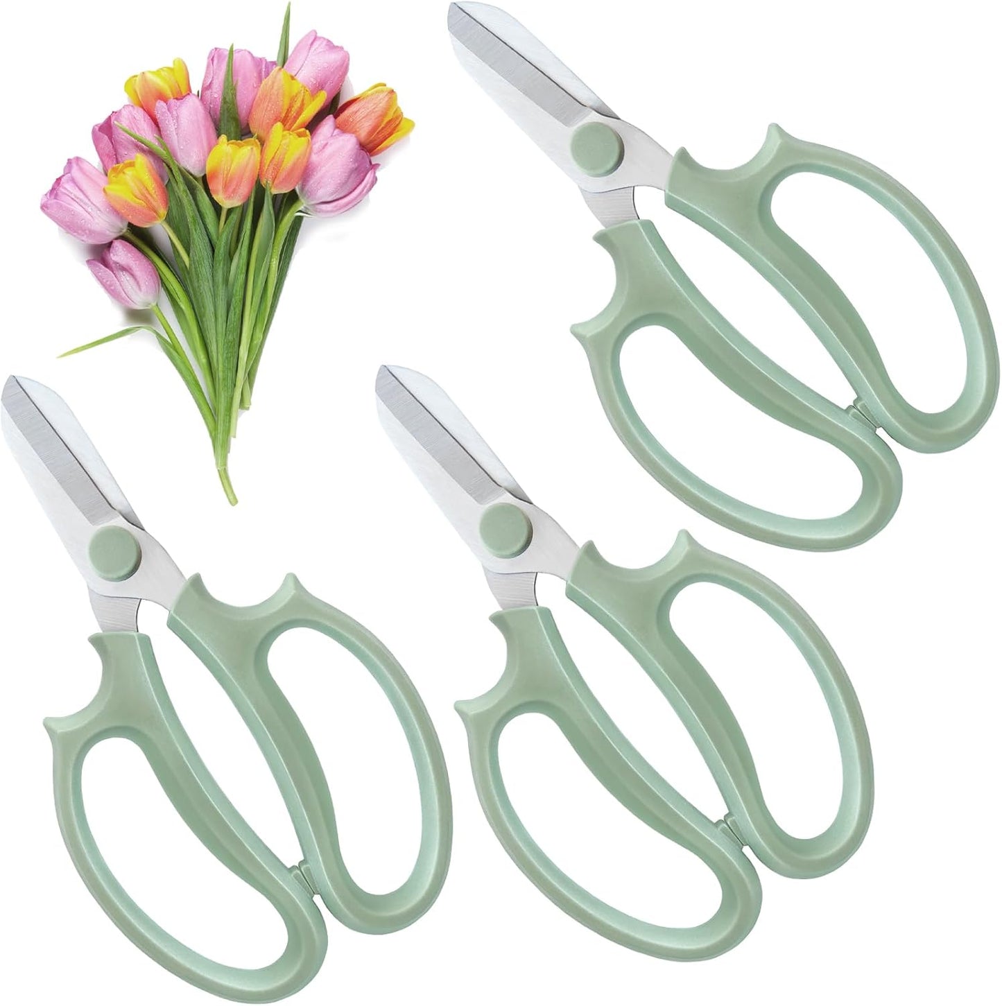 3 Pcs Garden Scissors Floral Shears,Professional Floral Scissors with Comfortable Grip Handle,Premium Garden Pruning Shears for Plants Trimming and Fruit Picking Trimming,Pink