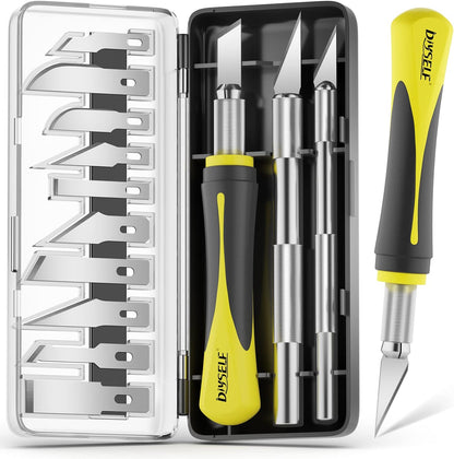 DIYSELF 16-Piece Exacto Knife Set, Craft Knife & Hobby Knife Kit, Precision Knife with Magnetic Storage Case, Exacto Knife for Crafting, Paper, Foam, Vinyl, Models, 3D Printing, Junk Journal Supplies