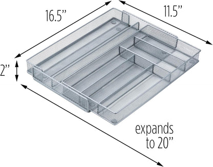Honey-Can-Do KCH-02163 Steel Mesh 7-Compartment Expandable Utility Drawer Organizer, Silver