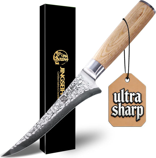 Santoku Knife 7 inch, Lab Tested Ultra and Long-lasting Sharp, VG-10 Core HRC60-62 Damascus Stainless Steel, Professional Premium Forged Kitchen Knife