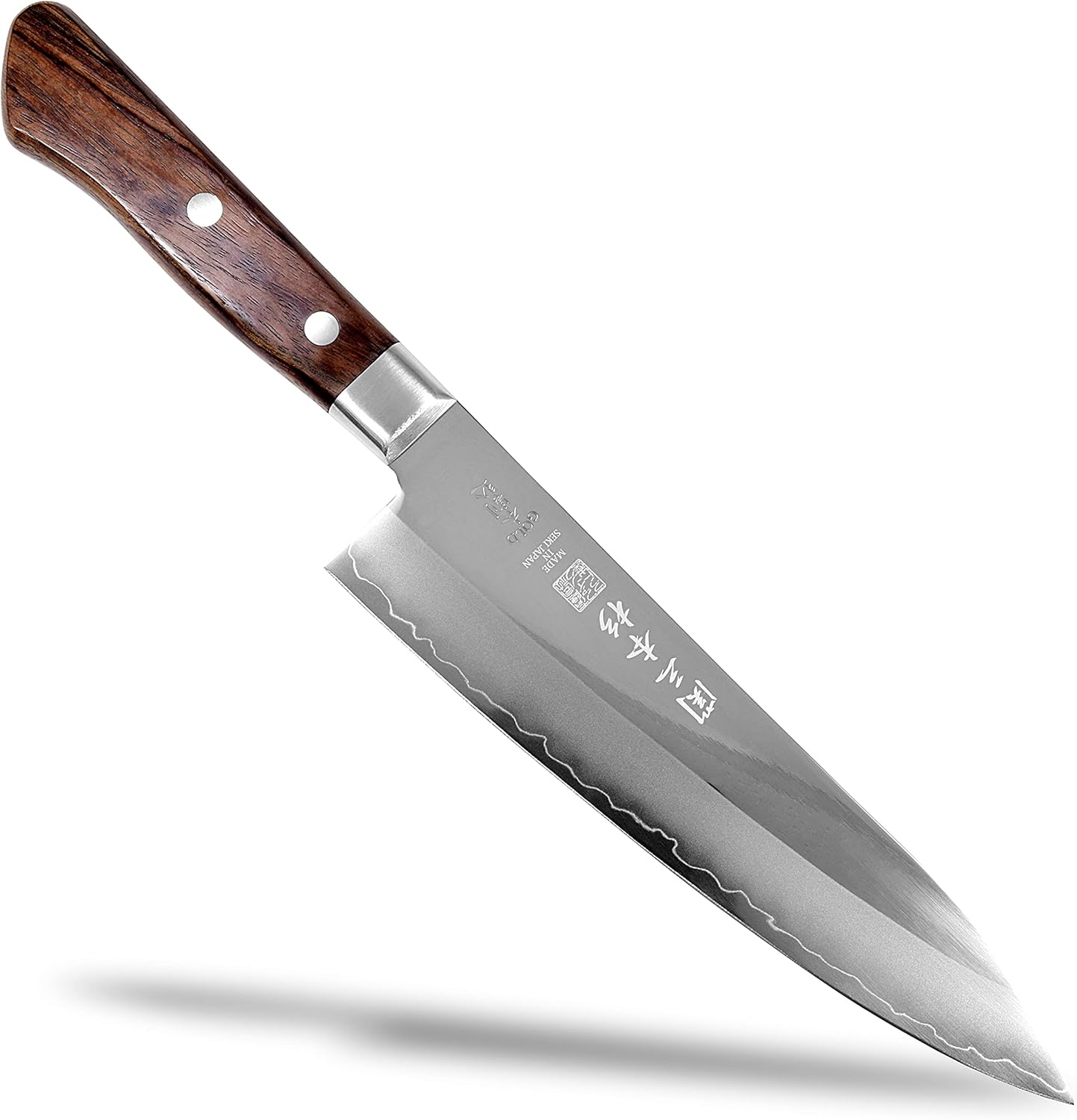 Seki Japan Japanese Seki SANBONSUGI Chef Kitchen Knife, 8A Stainless Steel Gyuto Knife, Rose Wood Handle, 180 mm (7.0 in)