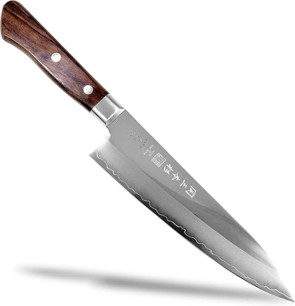Seki Japan Japanese Seki SANBONSUGI Chef Kitchen Knife, 8A Stainless Steel Gyuto Knife, Rose Wood Handle, 180 mm (7.0 in)