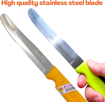 Round Tip Knife, Blunt Knife, Rounded Tip Knives for Cutting Fruit and Vegetable, Smooth Sharp Blade, Safety Knifes (Yellow)