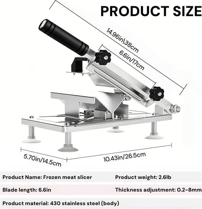 Manual Frozen Meat Slicer, Upgraded Stainless Steel Meat Cutter for Beef Mutton Bacon Home Food Slicing Machine for Hot Pot BBQ sandwiches pizza