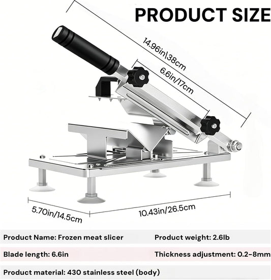 Manual Frozen Meat Slicer, Upgraded Stainless Steel Meat Cutter for Beef Mutton Bacon Home Food Slicing Machine for Hot Pot BBQ sandwiches pizza