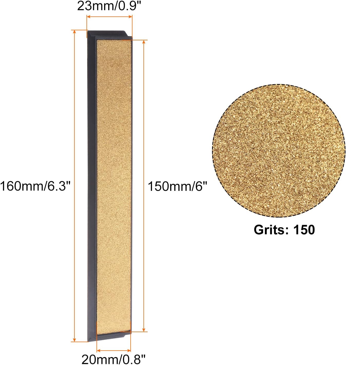 uxcell Diamond Sharpening Stone, 6" x 0.8" (150mm x 20mm) 80 Grits Titanium Coated Whetstone Sharpener Grinding Plate Hand Tool