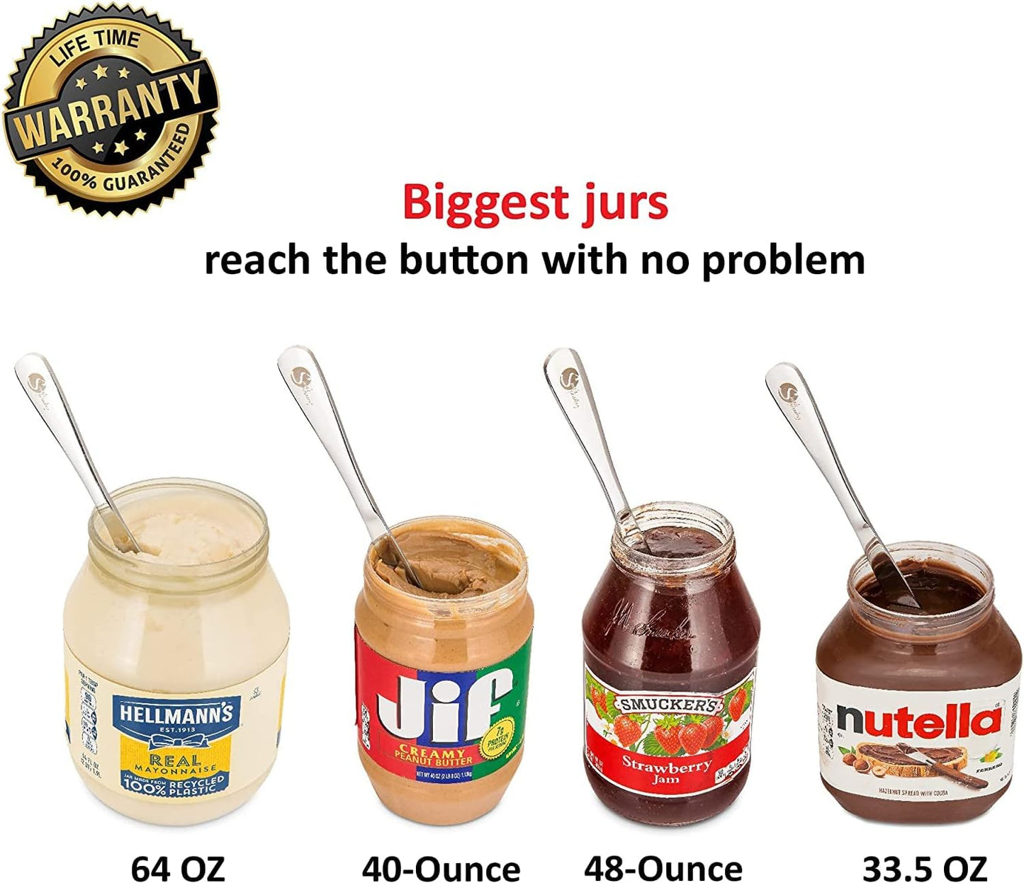 Simple preading Stainless Steel Spatula Spreader Knife, Peanut Butter and Jelly, Chocolate or Strawberry Jam Stirrer & Jar Scraper 11.5" Multifunction Stir & Scrape BIG Jars - Spread with Clean Hands