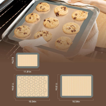 Silicone Baking Mat, 3 Pack Reusable Baking Sheet, Non-Stick ＆ Food Safe Silicone Mats for Baking for Making Cookies Macaroons Bread, Baking Supplies ＆ Accessories