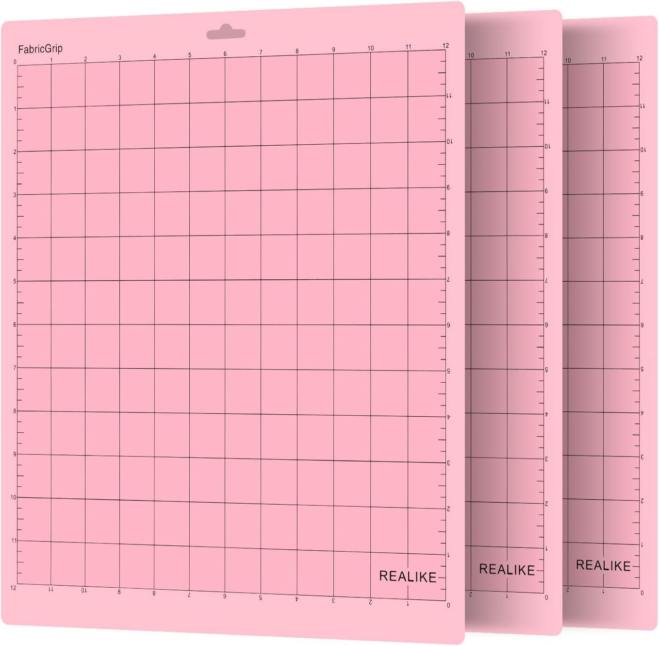 REALIKE 12x12 Lightgrip Cutting Mat Compatible with Cricut Maker 3/Maker 4/Maker/Explore 3/4/Air 2/Air/One(3 Mats), Gridded Adhesive Non-Slip Cut Mat for Crafts, Quilting, Sewing and All Arts