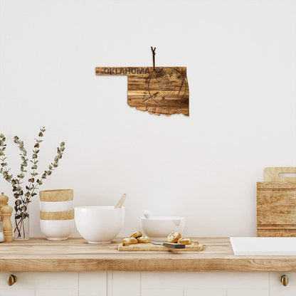 Totally Bamboo Rock & Branch Origins Series New York State Shaped Cutting Board and Charcuterie Serving Tray, Includes Hang Tie for Wall Display