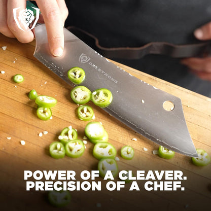 Dalstrong Chef & Cleaver Hybrid Knife - The 'Crixus' - 8 inch - Valhalla Series - 9CR18MOV HC Steel - Celestial Resin & Wood Handle - Razor Sharp Chef's Knife - w/Leather Sheath