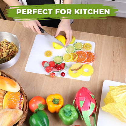 Hushee 100 Count Disposable Cutting Board Sheets 10 x 13 Inch Flexible Plastic Disposable Sheets Cutting Mat Large Chopping Boards for Kitchen Cooking Traveling Camping Tailgating BBQ(White)