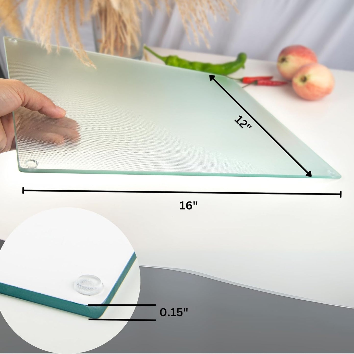 Kitchenville Glass Cutting Board 20”x16”: Tempered Glass Kitchen Counter Protector - Durable- Scratch-Resistant, Heat-Proof - Clear Design