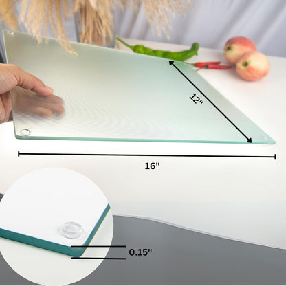 Kitchenville Glass Cutting Board 20”x16”: Tempered Glass Kitchen Counter Protector - Durable- Scratch-Resistant, Heat-Proof - Clear Design