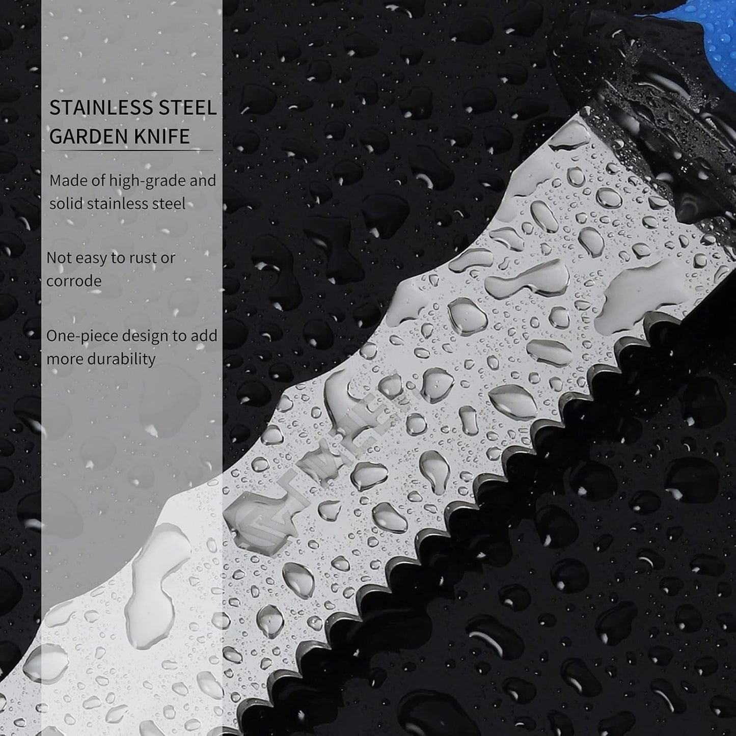 Stainless Steel Garden Knife with 11" Blade with New Handle, Double Side Utility Sod Cutter Lawn Repair Garden Knife with Nylon Sheath (YELLOW)