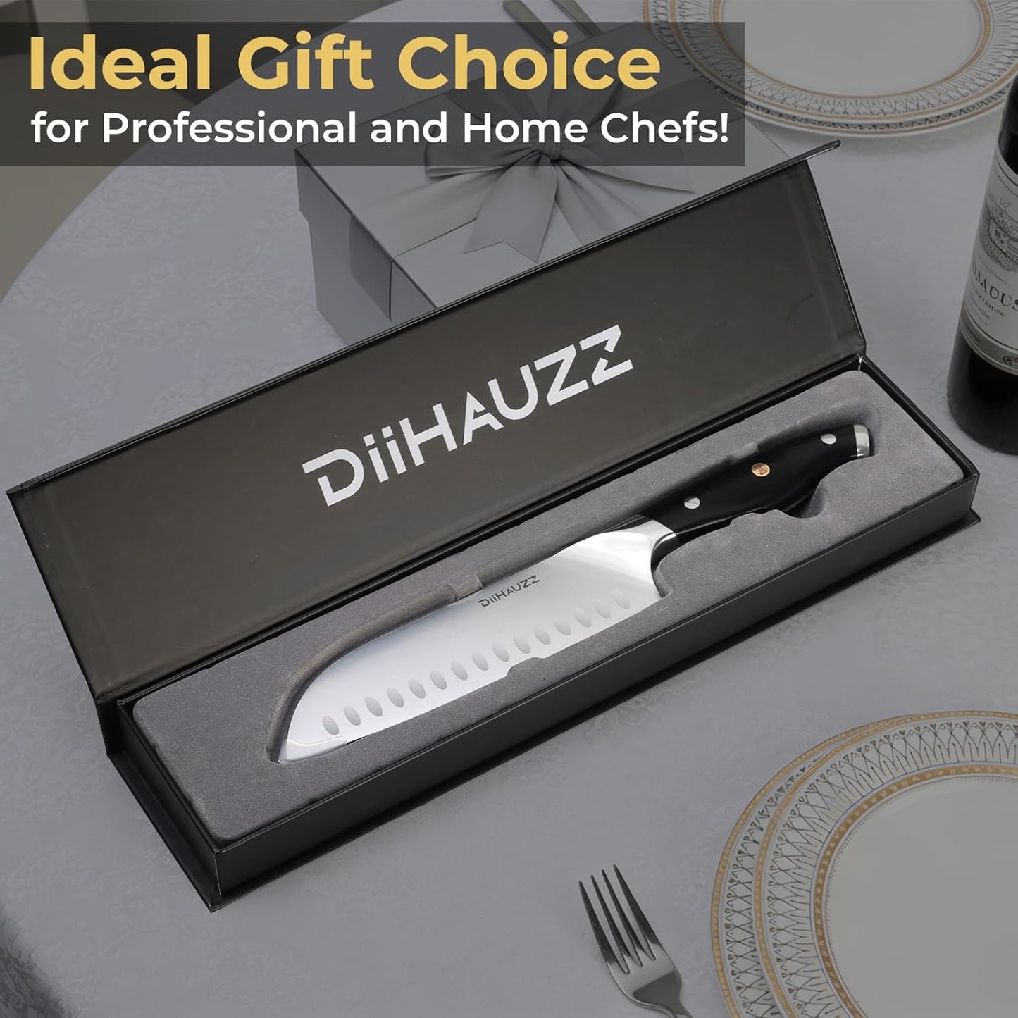 DiiHAUZZ Brisket Knife, 12 Inch Carving Knife for Meat, Razor Sharp High Carbon Steel, Full Tang Ergonomic Pakkawood Handle Slicing Knives for Roast Beef, BBQ, Turkey, Grilling Gift for Men