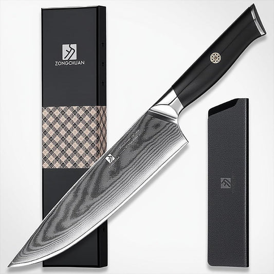 Utility Knife,5.5inch Damascus knife,67-Layer High Carbon Stainless Steel Kitchen Knife,Professiona Sharp Cutting Knives with Ergonomic Blue G10 Handle,Gift Box for Home and Kitchen Birthday Gift