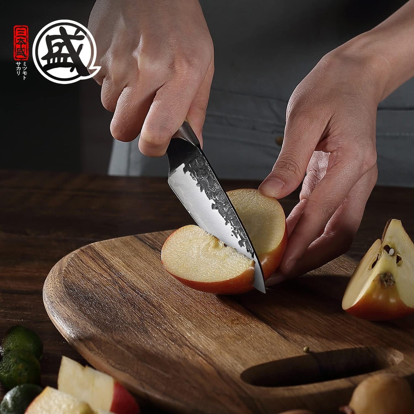 MITSUMOTO SAKARI Japanese Nakiri Knife 7 Inch, Hand Forged SKD-11 High Carbon Steel Vegetable Knife, Ultra-Sharp Thin Blade, Pakkawood Handle for Home & Pro