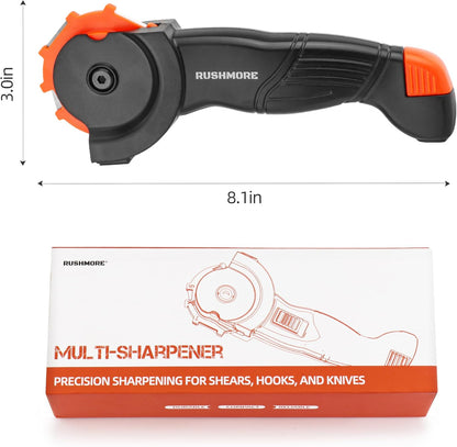Rushmore 6-in-1 Garden Tool & Knife Sharpener – Carbide & Ceramic Blades for Pruners, Scissors, Axes, Machetes, Hedge Shears & Lawn Mower Blades – Repairs, Hones & Maintains Edges
