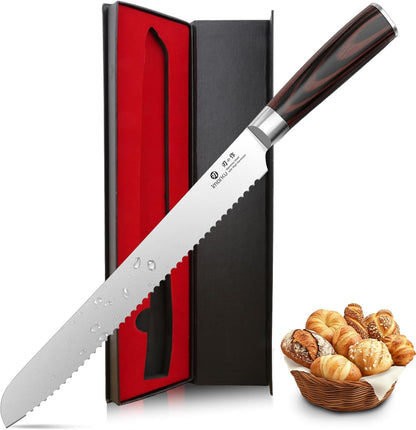 imarku Bread Knife 10 Inch: Japanese High Carbon Stainless Steel Professional Grade Serrated Bread Knife, Razor Sharp Edge Cake Knife for Homemade Bread/Bagels/Cake