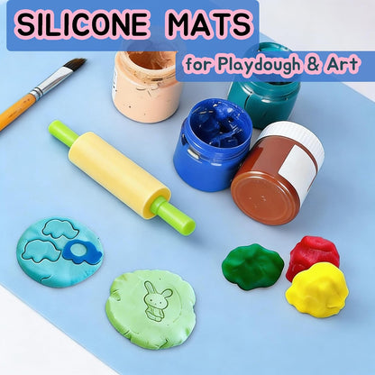 Clear Silicone Mats for Crafts: Translucent Non-slip Heat Resistant 11.8×15.75In (2/Pack) Silicone Placemats for Jewelry, Epoxy Resin,Glitter Slime, DIY Sheet, Nail Art, Countertop Protector Pad