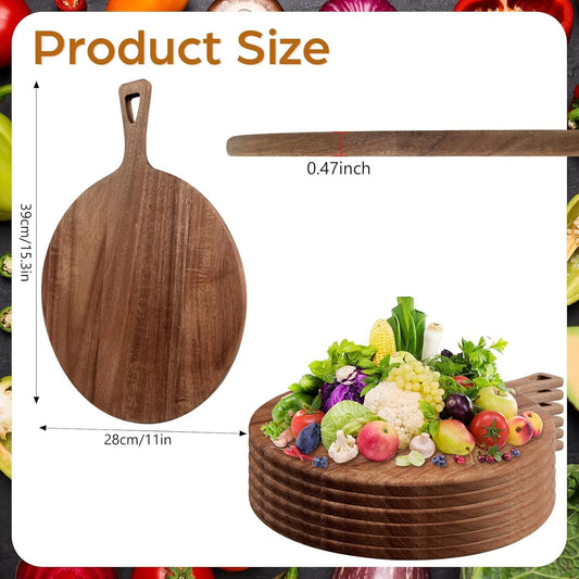 15.4 x 11.4 Inch Large Round Cutting Board with Handle Bamboo Large Wood Cutting Board Wooden Cutting Serving Board for Kitchen Meat Bread Cheese Pizza Vegetables Wedding Housewarming Gift