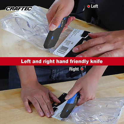 Craftec Retractable Utility Knife Box Cutter with Holster & Lanyard - The Ultimate Tool for Precise Cuts, 3 Blade Settings, Ergonomic Design, Left & Right Hand Friendly, Quick Blade Change CT5 (Blue)