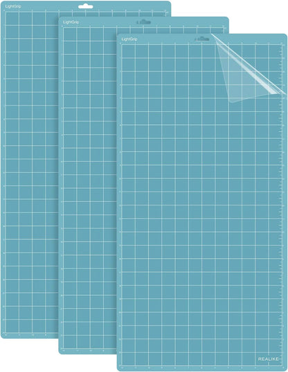 REALIKE 12x12 Lightgrip Cutting Mat Compatible with Cricut Maker 3/Maker 4/Maker/Explore 3/4/Air 2/Air/One(3 Mats), Gridded Adhesive Non-Slip Cut Mat for Crafts, Quilting, Sewing and All Arts