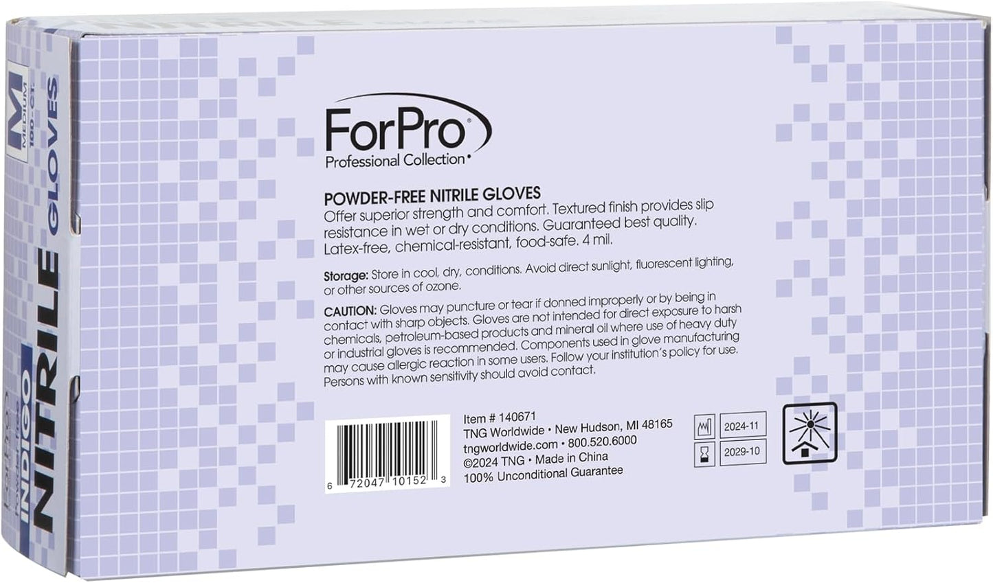 ForPro Disposable Nitrile Gloves, Chemical Resistant, Powder-Free, Latex-Free, Non-Sterile, Food Safe, 4 Mil