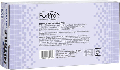ForPro Disposable Nitrile Gloves, Chemical Resistant, Powder-Free, Latex-Free, Non-Sterile, Food Safe, 4 Mil