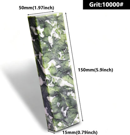 10000# Sharpening Stone,Ultra Fine Polishing Mirror Edge Stone with Non-slip Base Natural Green Whetstone for Knives Tools,Cutting Tools (5.9x1.97x0.79Inch)