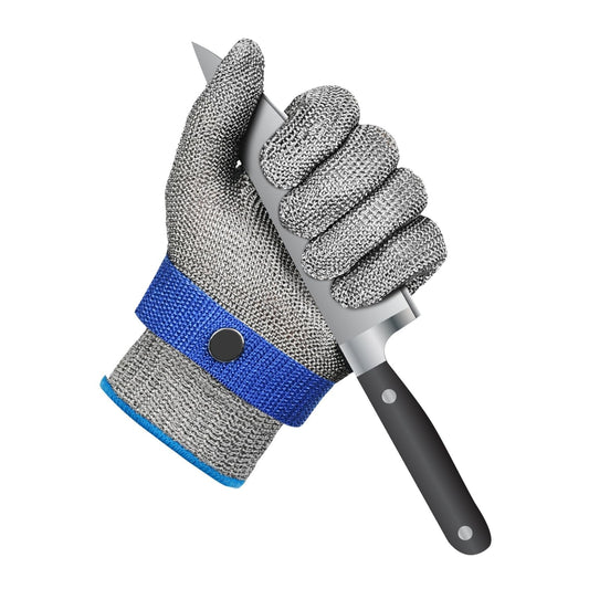 A9 Level 9 Cut Resistant Glove Food Grade, 2.0 Upgraded Protective/Anti Knife Cutting Stainless Steel Mesh Metal Glove, for Chefs Kitchen Work Oyster Shucking Butcher Meat Cutting (Large)